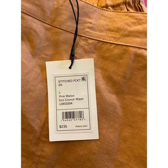 NWT theory women’s stitched pocket elastic adjustable waist, pink melon skirt S/ - Picture 5 of 5